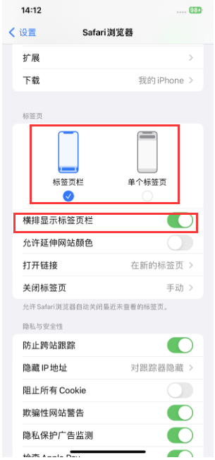 伊通苹果手机维修分享Safari浏览器如何切换标签栏位置 