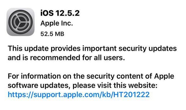 伊通苹果手机维修分享iOS12.5.2发布，建议所有老苹果用户安装 